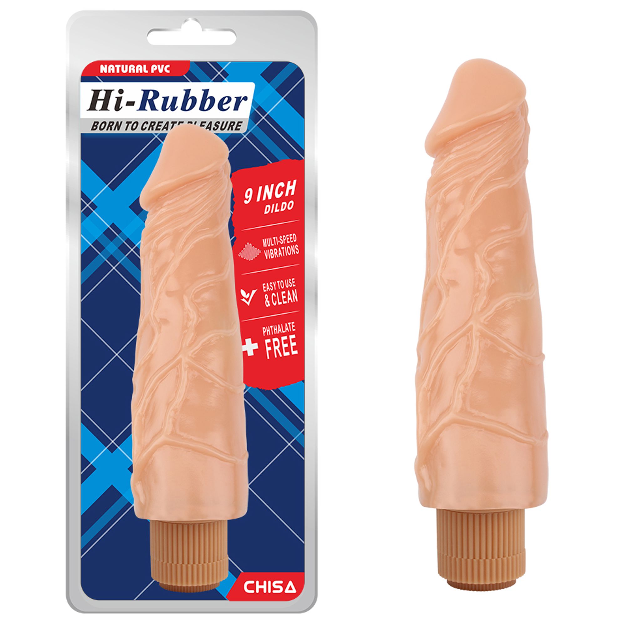 Hi-Rubber 9" Vibrating Dildo
