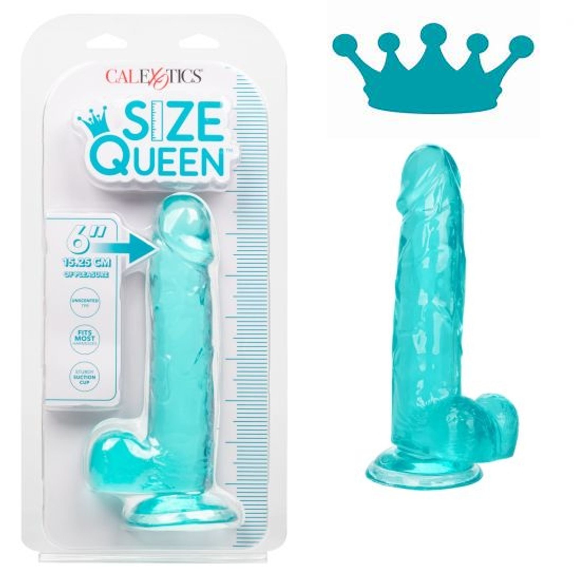 Size Queen 6" Teal Dong