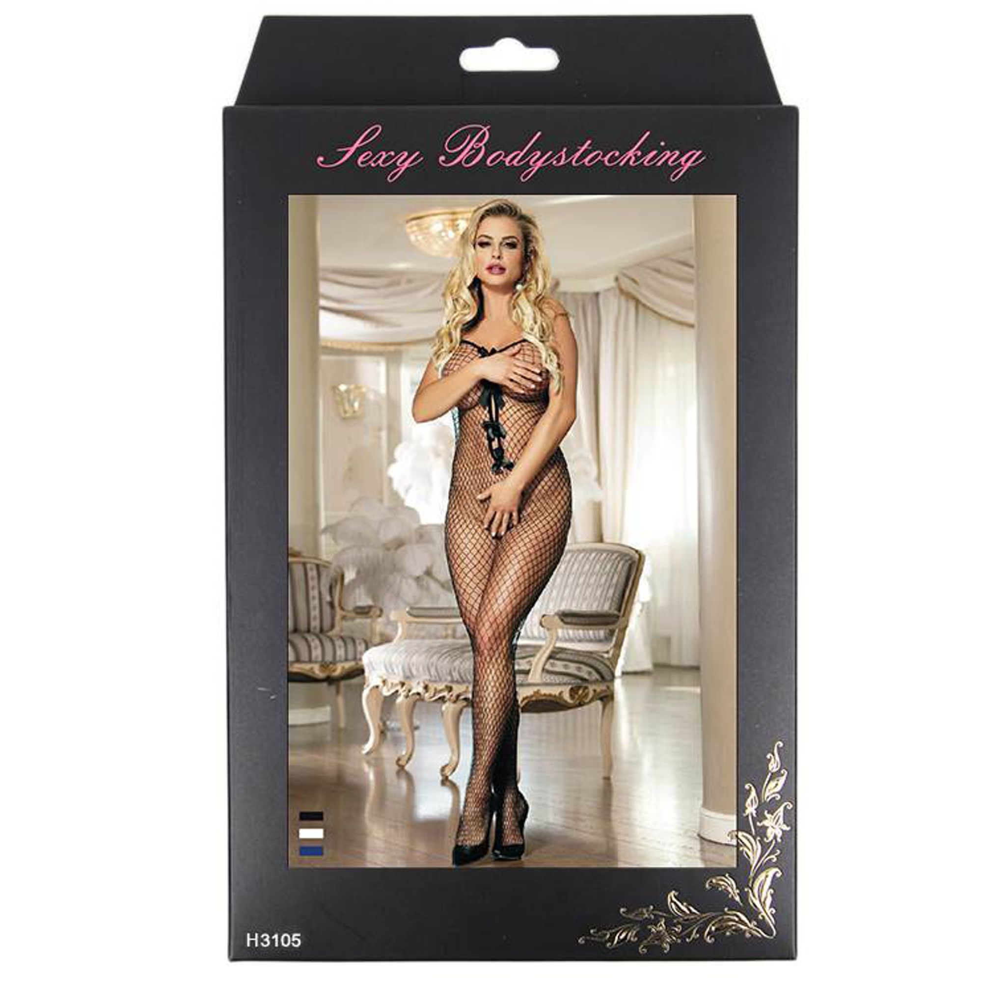 Stretch Fishnet Crotchless Bowknot Bodystockings