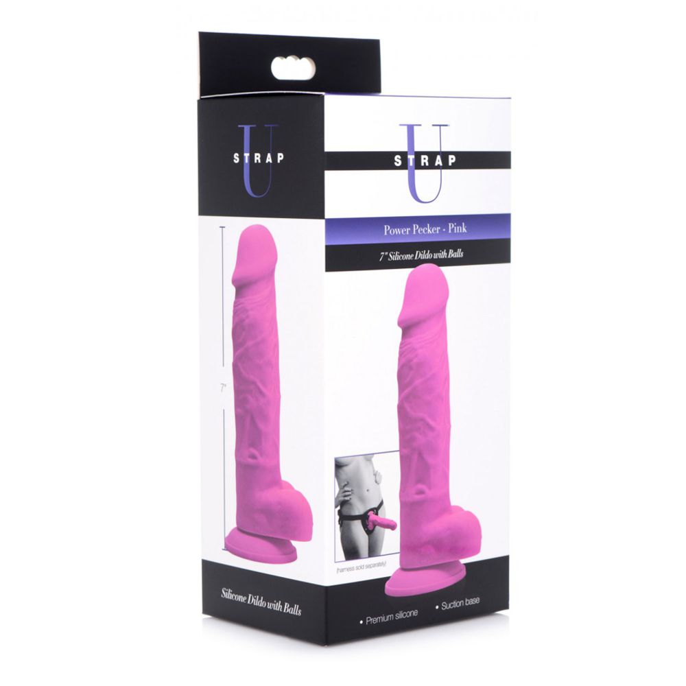 U-Strap Dildo With Balls 7" - Pink - Extasy Shops | Adult Sex Toys & Sexual  Wellness Products