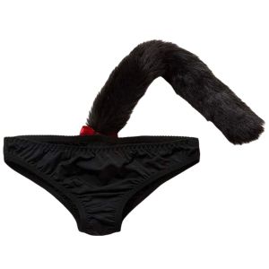 Cosplay Fox Tail Sexy Underwear Black